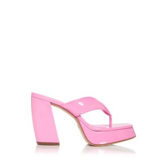 GIA BORGHINI Womens Pink 1" Platform Upper Straps Heeled Thong Sandals 40 - Picture 3 of 4